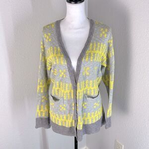 Love Hanna Andersson yellow gray linen cotton blend cardigan women’s size medium